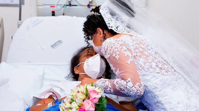 Novia cumple su promesa y visita a su mamá en hospital para recibir la bendición antes de su boda
